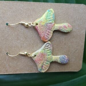 Handmade NEW glitter tye dye Mushroom earrings
